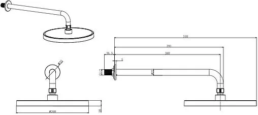 Лейка верхнего душа Aquatek чёрный матовый AQ2080MB