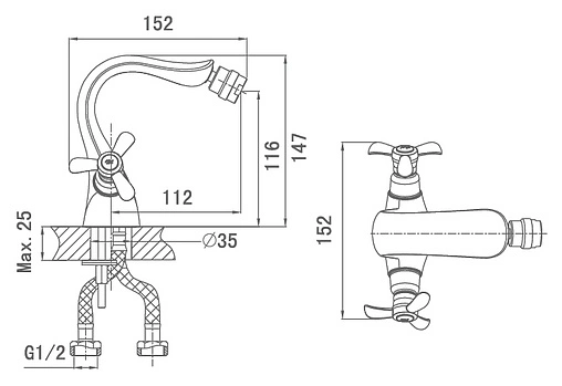 Смеситель для биде D&amp;K Documenta Hessen хром DA1212201
