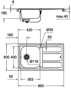 Мойка кухонная со смесителем Grohe K400 86x50 нержавеющая сталь 31570SD0, 2