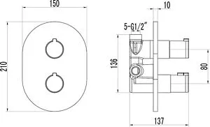 Термостат для 2 потребителей Ravak Chrome хром X070094 Термостат для 2 потребителей Ravak Chrome хром X070094, 2