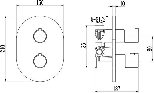 Термостат для 2 потребителей Ravak Chrome хром X070094