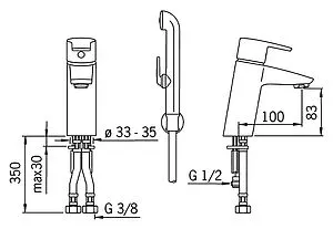Смеситель для раковины с гигиеническим душем Oras Cubista хром 2812F Смеситель для раковины с гигиеническим душем Oras Cubista хром 2812F, 2