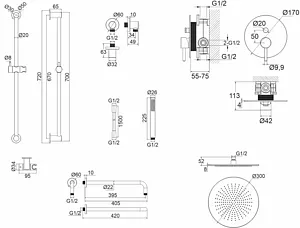 Душевая система со смесителем для душа WHITECROSS Y black чёрный матовый YSET05BL Душевая система со смесителем для душа WHITECROSS Y black чёрный матовый YSET05BL, 2