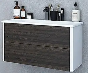 Тумба-умывальник подвесная Aquaton Брук 100 (2 ящика) дуб феррара/белый, 2