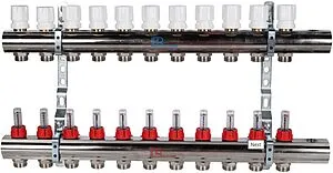 Группа коллекторная с расходомерами 11 отводов 1&quot;в/в x ¾&quot;ек Luxor CD 477/11 15662711N, 1