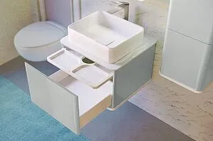 Тумба-умывальник подвесная Jorno Pastel 58 французский серый Pas.01.58/P/GR+MLN-7050H Тумба-умывальник подвесная Jorno Pastel 58 французский серый Pas.01.58/P/GR+MLN-7050H, 3