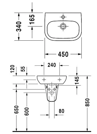 Раковина Duravit D-code 45 белый 07054500002