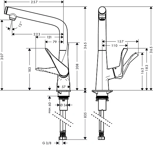 Смеситель для кухни Hansgrohe Metris Select M71 320 1jet под сталь 14883800