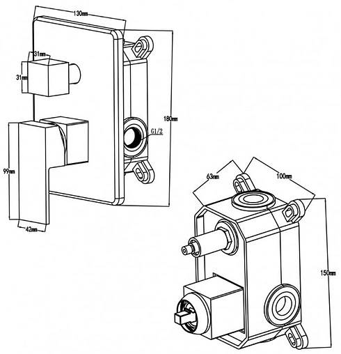 Смеситель для ванны скрытого монтажа Swedbe Platta чёрный матовый 5519B