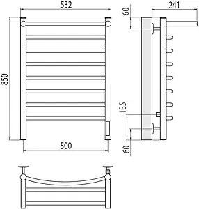 Полотенцесушитель электрический лесенка Terminus Классик с/п П8 500х850 электро quick touch полированная сталь 4670078531414 Полотенцесушитель электрический лесенка Terminus Классик с/п П8 500х850 электро quick touch полированная сталь 4670078531414, 2