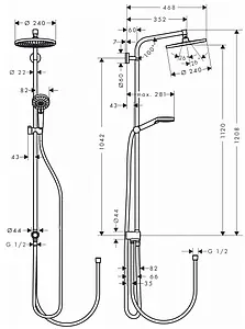 Душевая система без смесителя Hansgrohe Crometta S 240 1jet EcoSmart Reno хром 27270000 Душевая система без смесителя Hansgrohe Crometta S 240 1jet EcoSmart Reno хром 27270000, 2