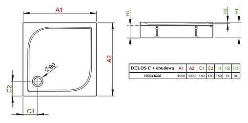 Поддон для душа Radaway Delos C1000 4C11170-03