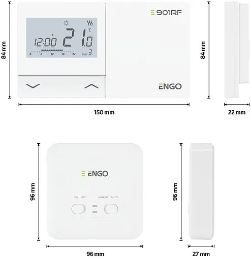 Беспроводной комнатный терморегулятор ENGO белый E901-RF
