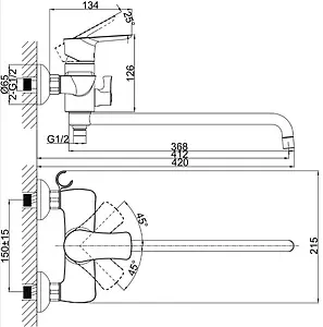 Смеситель для ванны с длинным изливом D&K Rhein Reisling хром DA1273341, 2