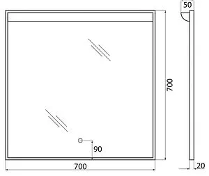 Зеркало с подсветкой BelBagno UNO 70x70 сатин SPC-UNO-700-700-TCH Зеркало с подсветкой BelBagno UNO 70x70 сатин SPC-UNO-700-700-TCH, 2