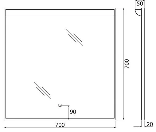 Зеркало с подсветкой BelBagno UNO 70x70 сатин SPC-UNO-700-700-TCH Зеркало с подсветкой BelBagno UNO 70x70 сатин SPC-UNO-700-700-TCH