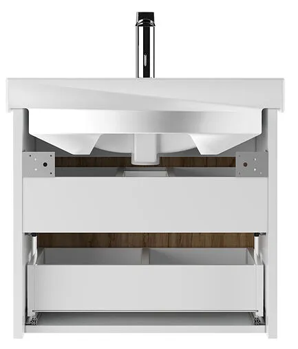 Тумба-умывальник подвесная Домино Uno 60 дуб вотан/белый DU1512T+WB.FN/Fest/60-C/WHT.G/S1