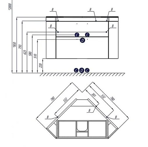 Тумба под умывальник подвесная Aquaton Кантара дуб полярный 1A205601ANW70