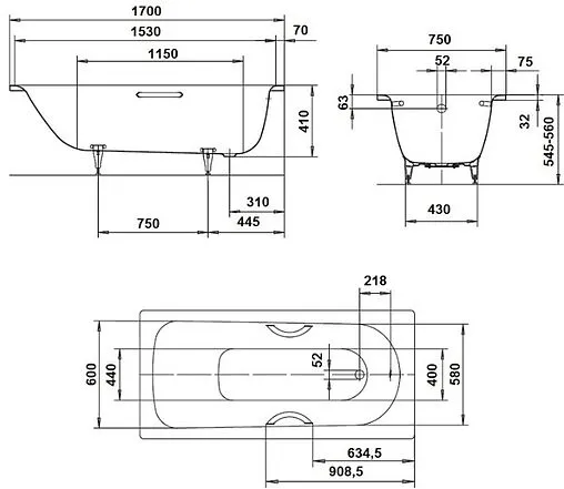 Ванна стальная Kaldewei Saniform Plus 170x75 mod. 373-1 easy-clean белый 112600013001