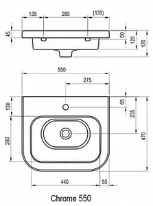 Раковина Ravak Chrome 55 белый XJG01155000 Раковина Ravak Chrome 55 белый XJG01155000, 2