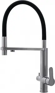Смеситель для кухни с подключением к фильтру Swedbe Selene Plus нержавеющая сталь/чёрный 8440К, 1