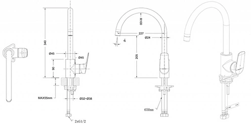 Смеситель для кухни Bravat Rhein хром F7429564CP-ENG