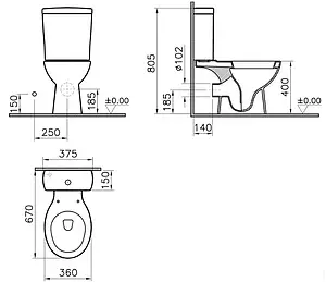 Унитаз-компакт Norm Nord белый 9845B099-7202 Унитаз-компакт Norm Nord белый 9845B099-7202, 2