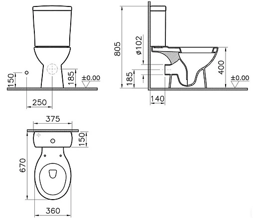 Унитаз-компакт Norm Nord белый 9845B099-7202