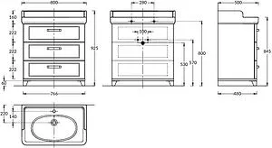Тумба-умывальник подвесная Kerama Marazzi Pompei 80 белый PO.N.80.3\WHT+PO.wb.80 Тумба-умывальник подвесная Kerama Marazzi Pompei 80 белый PO.N.80.3\WHT+PO.wb.80, 2