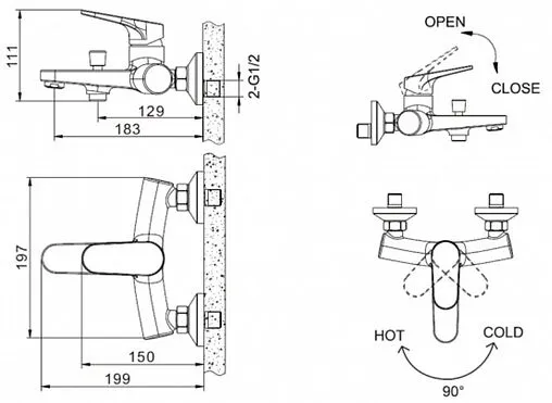 Смеситель для ванны Bravat Eler хром F6191238CP-01-RUS