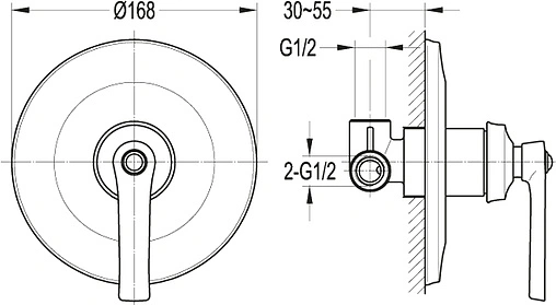 Смеситель для душа скрытого монтажа Cezares Liberty хром LIBERTY-F-DIM-01