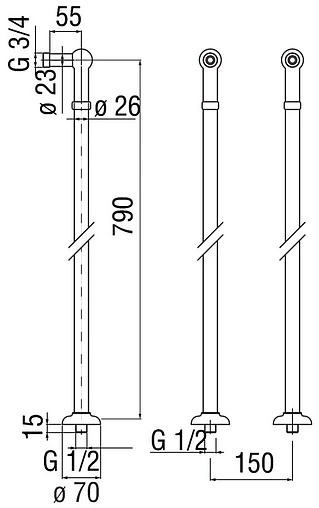 Стойки удлиняющие для смесителя Nobili Antica хром AV00151/10CR