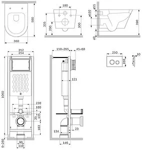 Комплект 6 в 1 Am.Pm Sense FlashClean IS110101.741701 с кнопкой белый глянцевый Комплект 6 в 1 Am.Pm Sense FlashClean IS110101.741701 с кнопкой белый глянцевый, 2