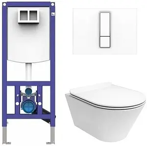 Комплект 5 в 1 Sanit INEO PLUS 90.733.00..S004+16.751.01..0000+10AR02007SV+40D40200I с кнопкой белый глянцевый Комплект 5 в 1 Sanit INEO PLUS 90.733.00..S004+16.751.01..0000+10AR02007SV+40D40200I с кнопкой белый глянцевый, 1