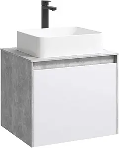 Тумба-умывальник подвесная Aqwella Mobi 60 белый/бетон светлый MOB0106BS+MOB0706W+641945 Тумба-умывальник подвесная Aqwella Mobi 60 белый/бетон светлый MOB0106BS+MOB0706W+641945, 1