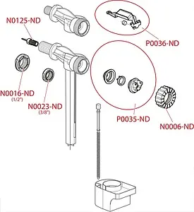Заливной клапан для бачка ½" пластик боковой AlcaPlast A15-½" Заливной клапан для бачка ½" пластик боковой AlcaPlast A15-½", 3