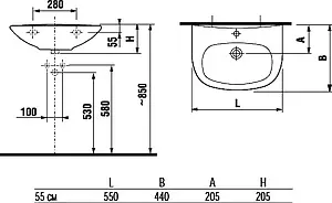 Раковина Jika Zeta 55 белый 8103910001049 Раковина Jika Zeta 55 белый 8103910001049, 2