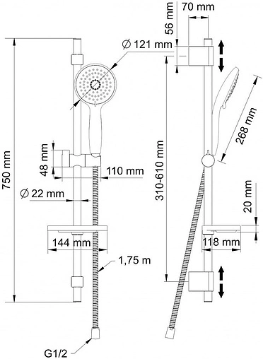 Душевая стойка Swedbe Calypso хром 5011