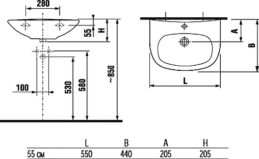 Раковина Jika Zeta 55 белый 8103910001049