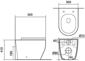 Унитаз приставной безободковый Aquatek Европа белый AQ1902-00, 2