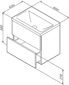 Тумба-умывальник подвесная Am.Pm Gem 60 чёрный матовый M90FHX06022BM+M90WCC0602BM, 2