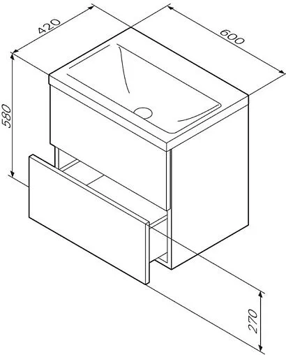 Тумба-умывальник подвесная Am.Pm Gem 60 чёрный матовый M90FHX06022BM+M90WCC0602BM