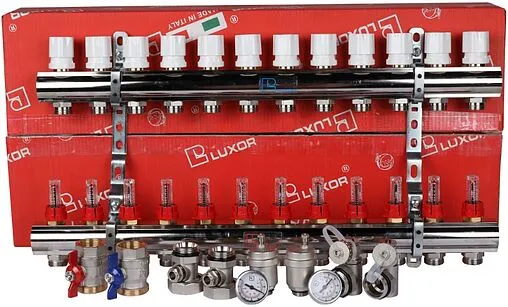 Группа коллекторная с расходомерами 12 отводов 1&quot;в/в x ¾&quot;ек Luxor CD 473M/12 15652712MN