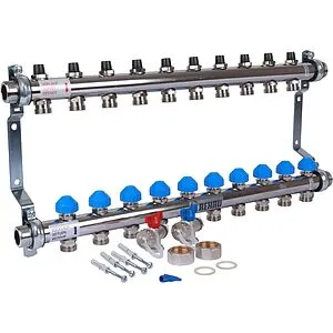 Группа коллекторная без расходомеров 10 отводов 1&quot;н/н x ¾&quot;ек Rehau HKV 12181011001, 1