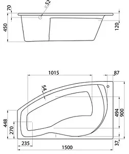 Ванна акриловая Santek Майорка 150x90 L 1WH111984 Ванна акриловая Santek Майорка 150x90 L 1WH111984, 2