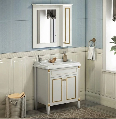 Тумба-умывальник напольная Comforty Палермо 80 белый/патина золото 00004140568CF