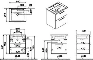 Тумба-умывальник подвесная VitrA Root 60 тёмно-синий 68270 Тумба-умывальник подвесная VitrA Root 60 тёмно-синий 68270, 2