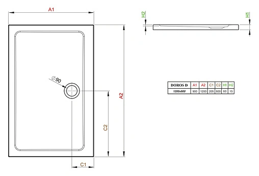 Поддон для душа Radaway Doros D90x120 SDRD1290-01