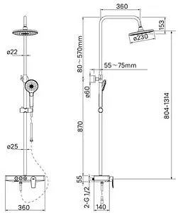 Душевая система со смесителем для ванны IDDIS Shelfy хром SHESB3Fi06, 2