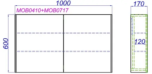 Шкаф-зеркало без боковых элементов Aqwella Mobi 100 MOB0410